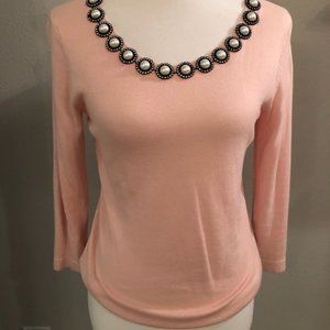 August Silk Pink Pearl/Rhinestone Sweater Small